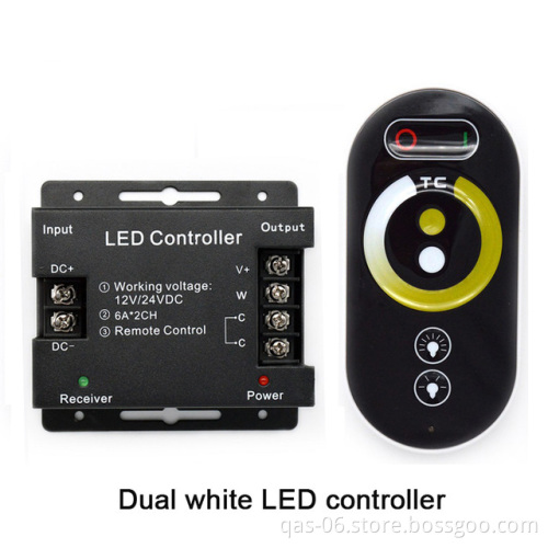 CCT Controller with Dual Color RF Touch Remote Control for LED Strip Lighting: White and Warm White
